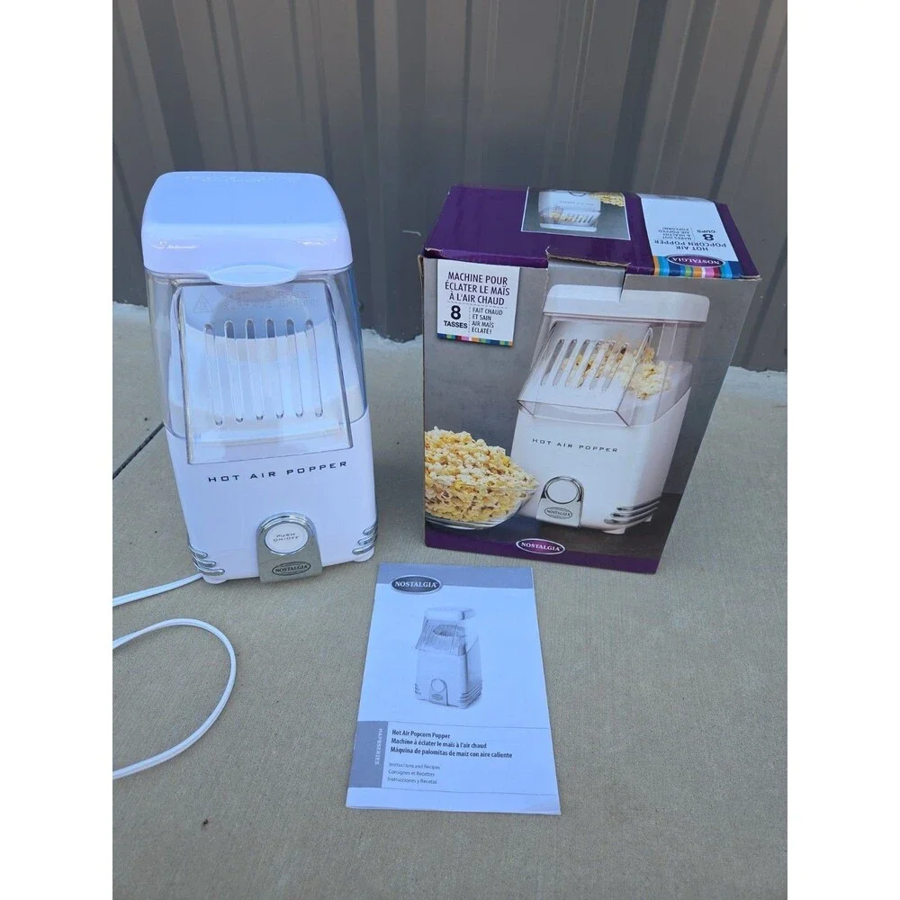 Retro 8 Cup Hot Air Popcorn Maker By Nostalgia White Boxed